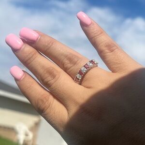 2.34 ct Red & White Moissanite Ring